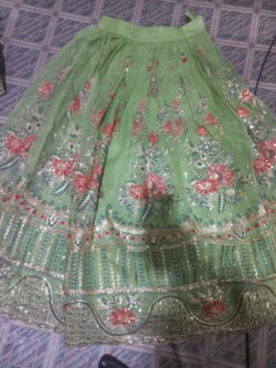 Green embroidery dress with handmade and sequence style