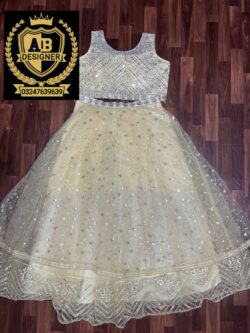 Off white embroidery dress with sequences and embroidery style