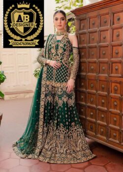 Green embroidery dress with handmade and embroidery style