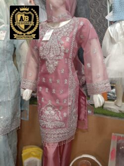 Pink embroidery dress with handmade and embroidery style