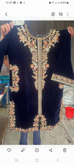 Blue embroidery dress with embroidery style