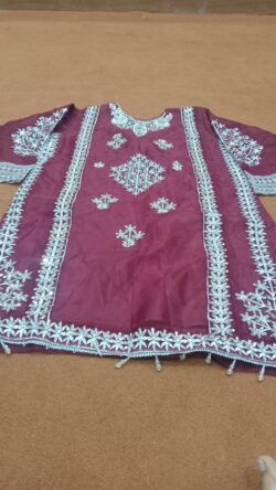 Purple embroidery dress with handmade and embroidery style