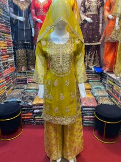 Yellow embroidery dress with handmade and embroidery style