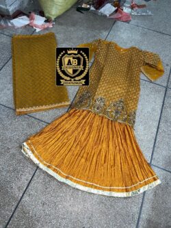 Yellow embroidery dress with sequences and embroidery style