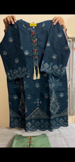 Blue embroidery dress with boring embroidery style