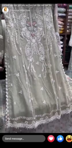 Gray embroidery dress with sequences and embroidery style