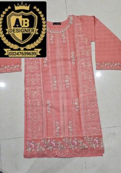 Pink embroidery dress with boring embroidery style