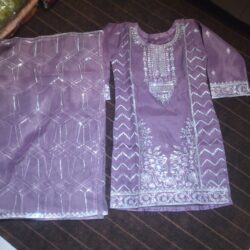 Purple embroidery dress with sequences and embroidery style
