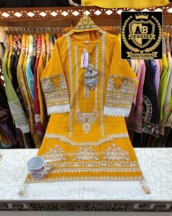 Yellow embroidery dress with handmade and embroidery style