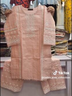 Peach Embroidery dress with boring embroidery style