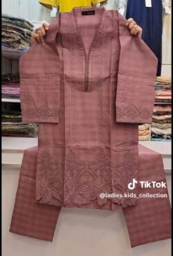 Pink embroidery dress with boring embroidery style