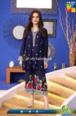 Blue embroidery dress with embroidery style
