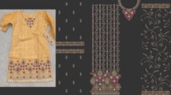 Skin embroidery dress with sequences and embroidery style