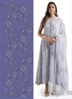 Purple embroidery dress with embroidery style