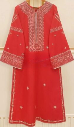 Red embroidery dress with embroidery style