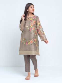 Gray embroidery dress with sequences and embroidery style