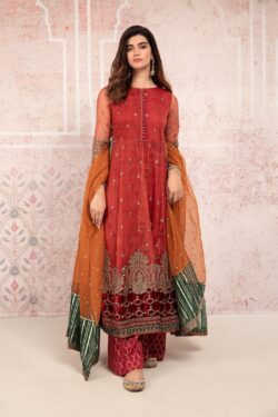 Red embroidery dress with embroidery style