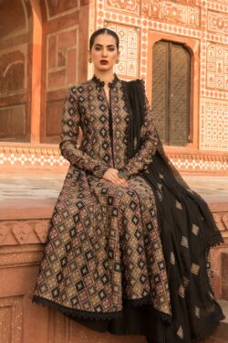Dark brown embroidery dress with embroidery style