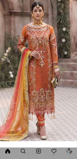Orange embroidery dress with handmade and embroidery style
