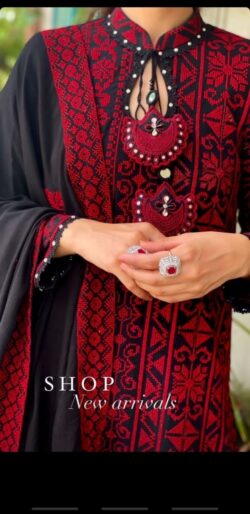 Black embroidery dress with sequences and embroidery style