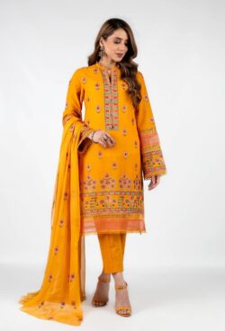 Yellow embroidery dress with sequences and embroidery style