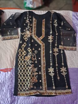 Black embroidery dress with handmade and embroidery style