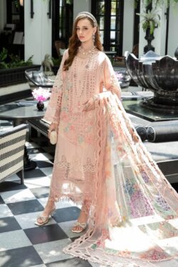 Pink embroidery dress with boring embroidery style