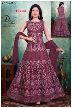 Purple embroidery dress with sequences and embroidery style