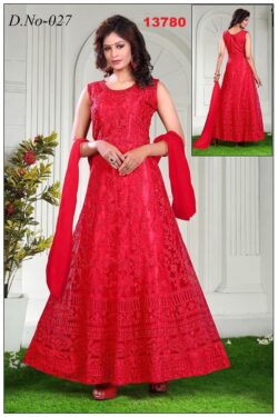 Red embroidery dress with embroidery style
