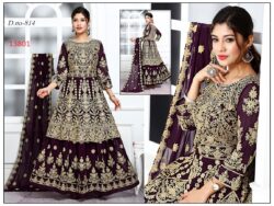 Purple embroidery dress with embroidery style