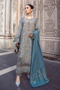 Gray embroidery dress with sequences and embroidery style