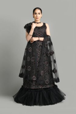 Black embroidery dress with embroidery style