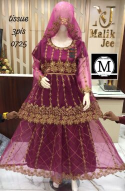 Purple embroidery dress with sequences and embroidery style