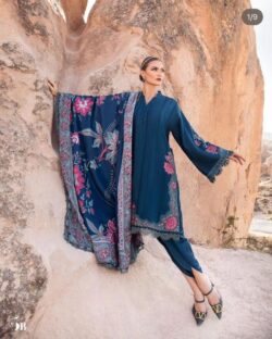 Blue embroidery dress with embroidery style