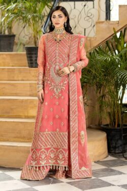 Pink embroidery dress with handmade and embroidery