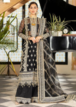 Black embroidery dress with sequences and embroidery style