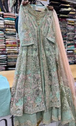 Ferozi embroidery dress with handmade and embroidery style