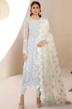 Blue embroidery dress with embroidery style